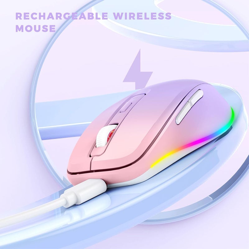 EPEIUS Wireless Mouse Jiggler - LED Wireless Mice with Build-in Mouse Mover, Rechargeable Moving Mouse for Laptop with Undetectable Random Movement Keeps Computers Awake - Purple to Pink - Image 4